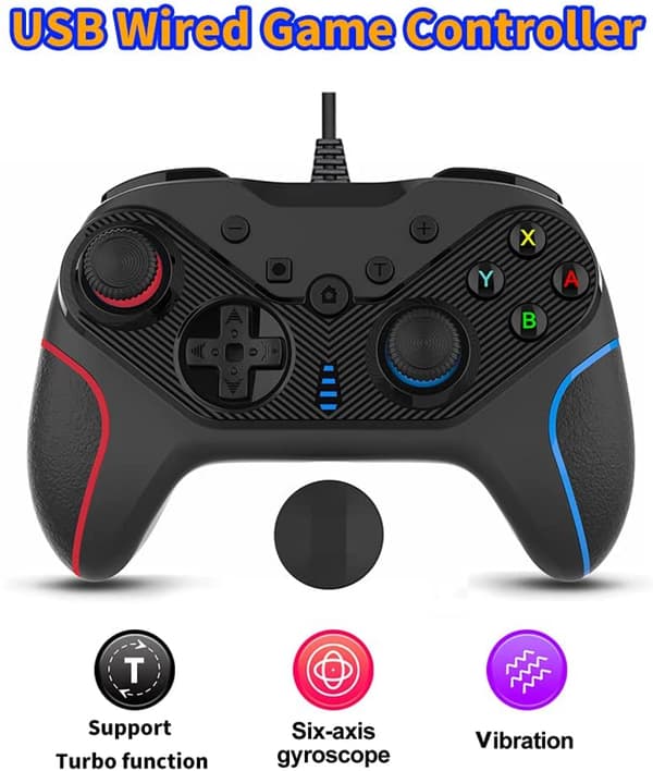 USB Kablet Gamepad Spilcontroller Ergonomisk Joystick med Du A