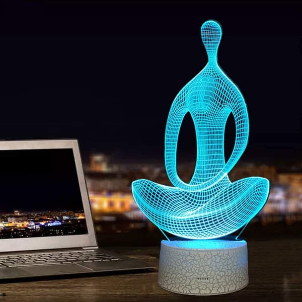 Natlampe til Børn, 3D Visualisering 7 Farver + 16 Farveskift Optisk Illusion Led Berøringsfølsom Lampe