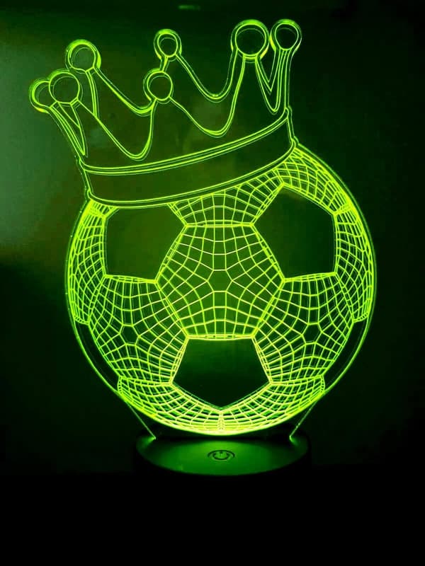 3D Krone Fodbold Natlampe Illusion Led 7 Farve Changi
