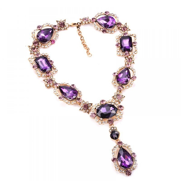Juvelbesatt vattendroppe damhalsband, legering glas kristall Clavi