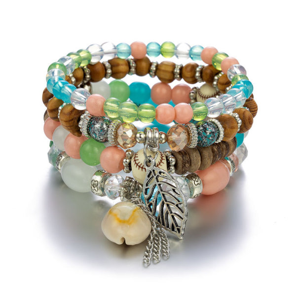 6 Set Bohemian Armband, Kristallpärlade Armband, Charm Str