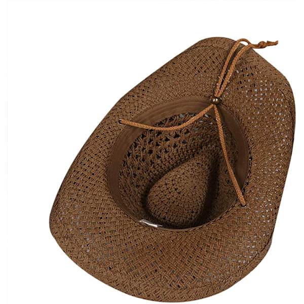 Halmhatt Kvinnor Män Cowboyhatt Strand Floppy Solhatt Brätte Sum B
