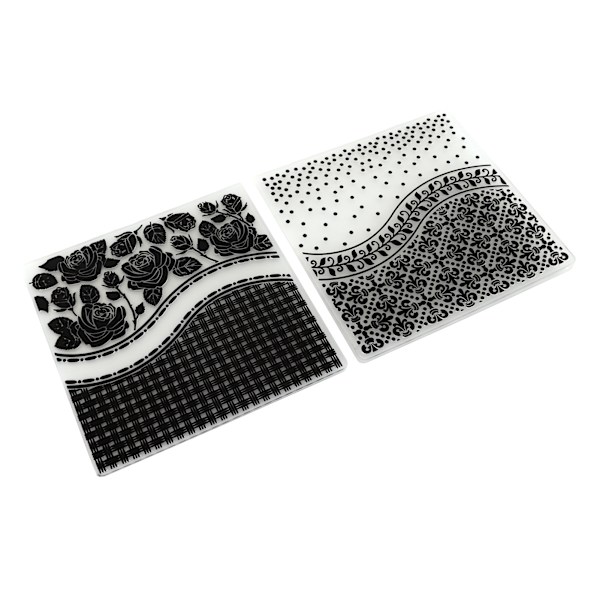 2 st präglingsmappar Unik design konkav konvex textur präglingsmallmapp för DIY inbjudningar korttillverkning