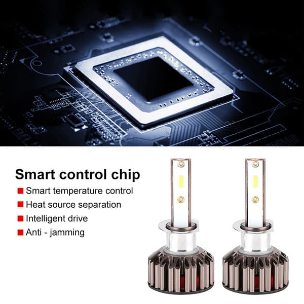 2 stk 50W 6000LM Bil LED Hovedlys IP68 Vanntett Hovedlys Tåkelyspærer H1