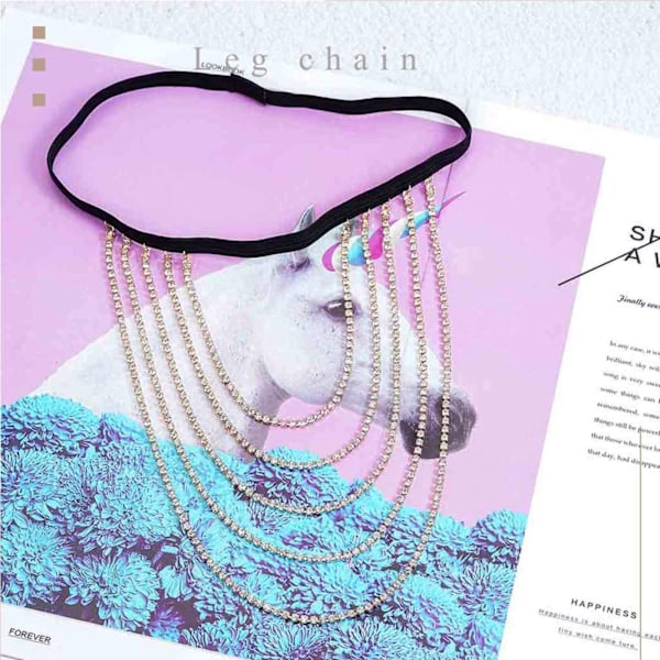 AVEKI Boho Kristall Benkedjor Rhinestone Body Chain Rave Par