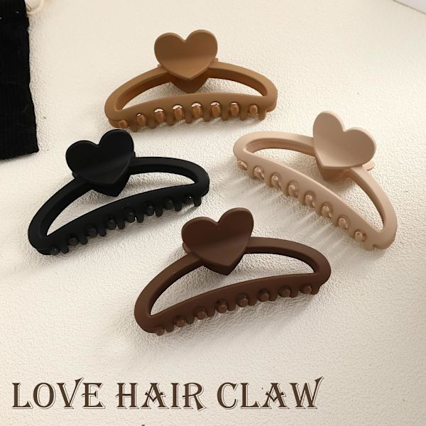 4PCS Hjerte Hårklemmer til Kvinder Piger, 5 Tommer Ekstra Store Hårklemmer Klo Hårklemmer til Tykt Tyndt Hår, Matte Store Klo Hårklemmer Heart