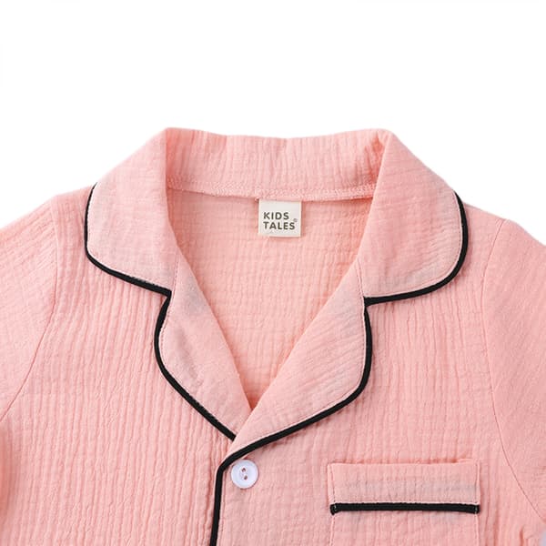 Toddler Button Up Pyjamas Sommar Pyjamas För Flickor Pojkar,L,Rosa