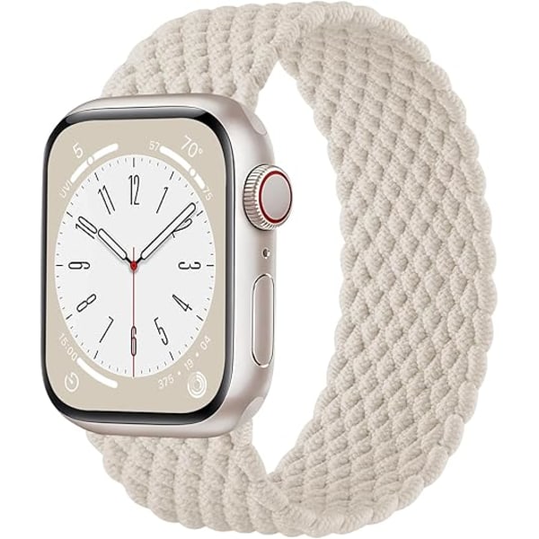 Flätat Solo Loop Kompatibelt med Apple Watch Armband 38mm 40mm 41mm 42mm Kvinnor Män, Stretchigt Elastiskt Sportband i Nylon för iWatch Ultr Starlight