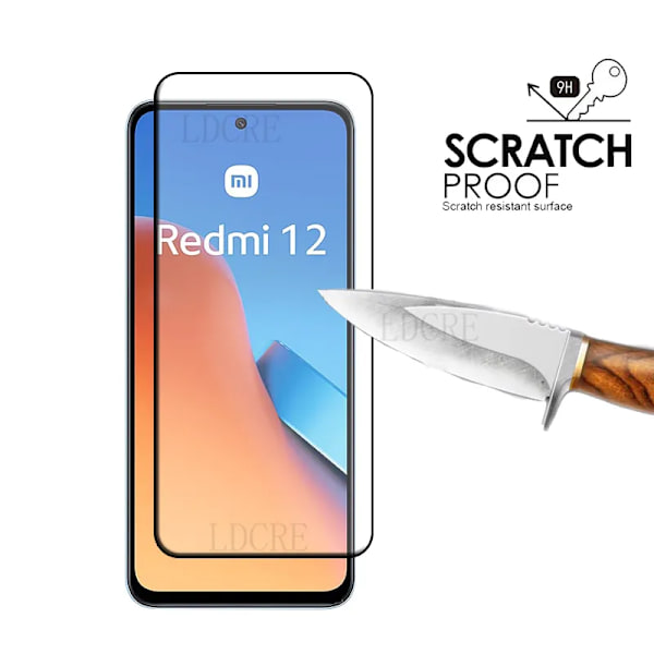 6-i-1 för Xiaomi Redmi 12 glas Redmi 12 härdat glas skyddande full täckning lim 9H HD skärmskydd Redmi 12 linsglas