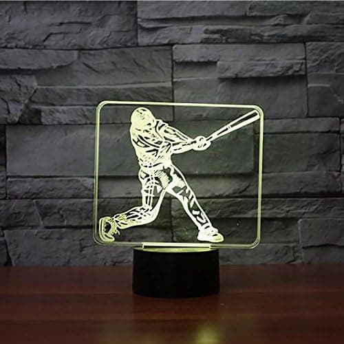 3D Baseballspiller Natlampe Touch Switch Dekor Bordlampe