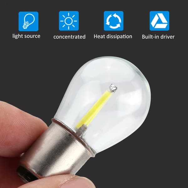 Par 1157 Glas Strobe COB LED Bil Blinkers Bakljus Bromsljus Vit Ljus