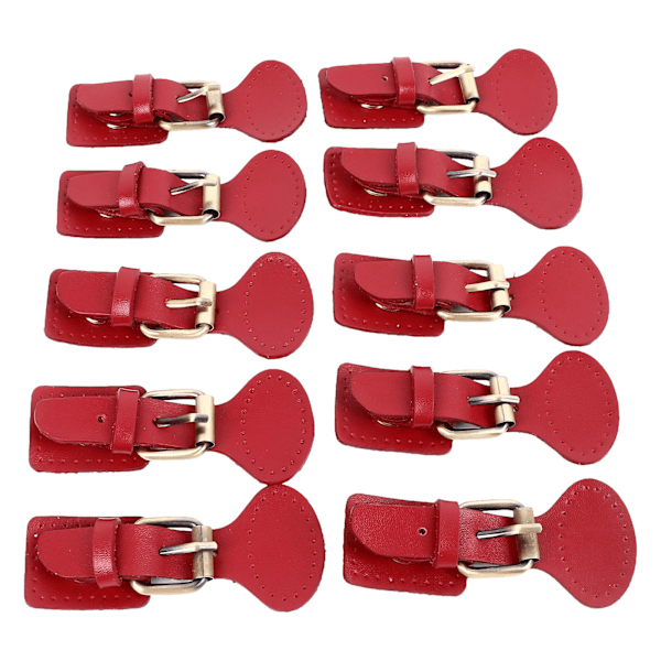 10 sett skinn sy på knapper lukninger skinn trykknapp sy på spenne for frakk jakke DIY skinnhåndverk rød