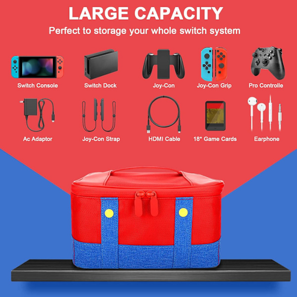 Söt Switch Bärväska för Nintendo Switch/Lite/OLED, Bärbar Mjuk Skal Vattentät Messenger Väska Oxford för NS SD Konsol Dock JoyCons Tillbehör Red
