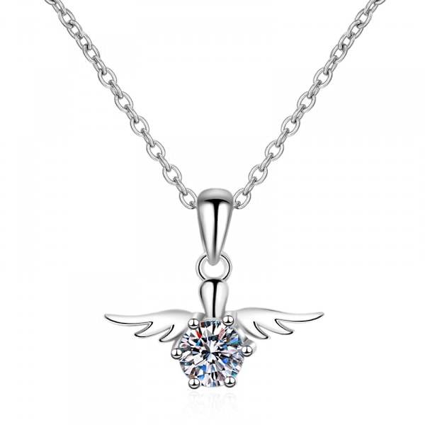 Moissanite ängelhänge Halsband S925 Silver D Färg Ideal