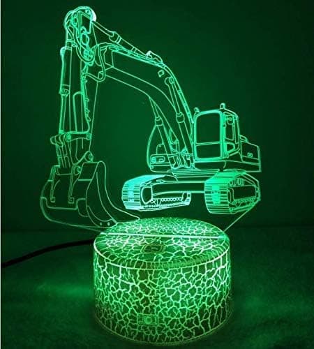 3D Gravemaskin Bil Lastebil Nattlys Bord Skrivebord Optisk Illusjon