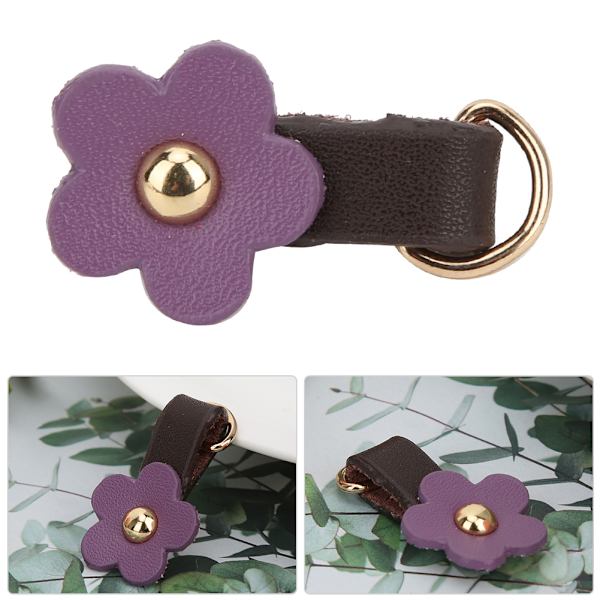 5 st dragkedjor i delat läder med blomform DIY kläder sytillbehör lila
