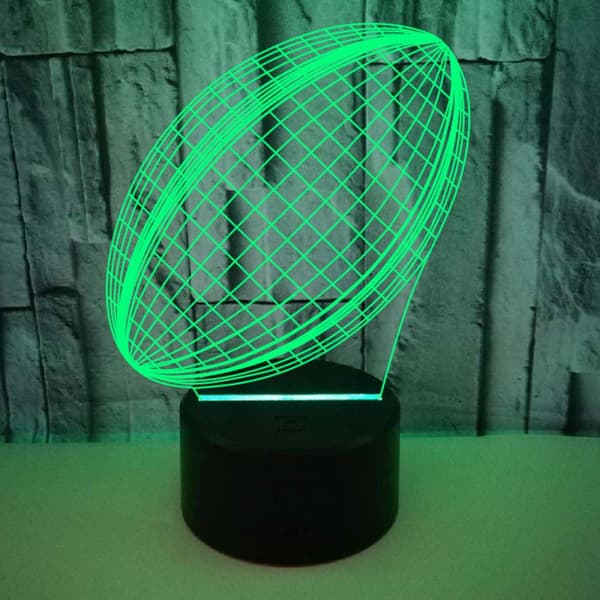 Rugby Natlampe, 3D Illusion LED Lampe, 7 Farver Dæmpbar m