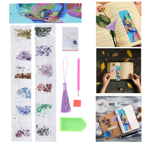 2 Set Diamantbokmärken DIY 5D Målning Kristall Fancy Form Rund Hund Mönster Hängande Hantverk