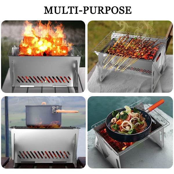 Werwing Portabel Grill: Kompakt, Vikbar Utomhusmatlagning för Camping & Picknick (2-pack) 2 Pack