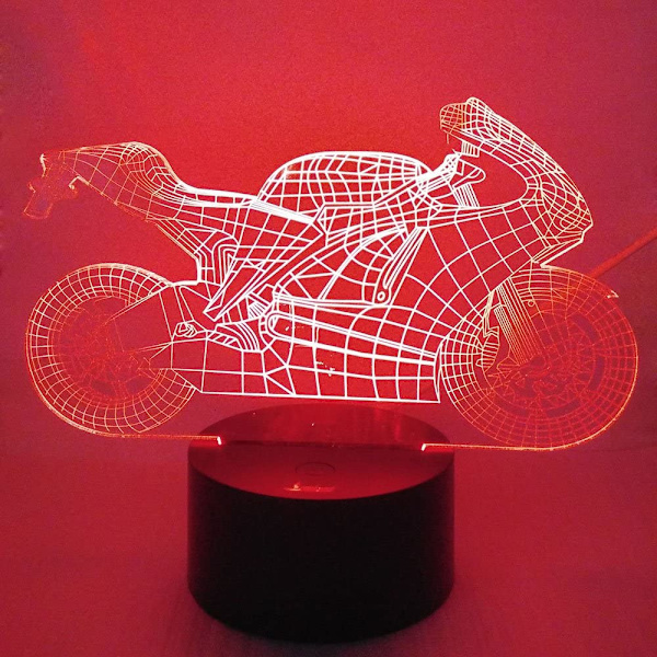 Motorcykel 3D Nattljus LED Illusion Lamp Sängbordsskrivbordstabell