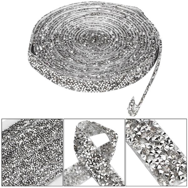 1,5 cm Rhinestone-band 5 meter Kläder Applikation Telefon Dekoration Tillbehör (Silver)