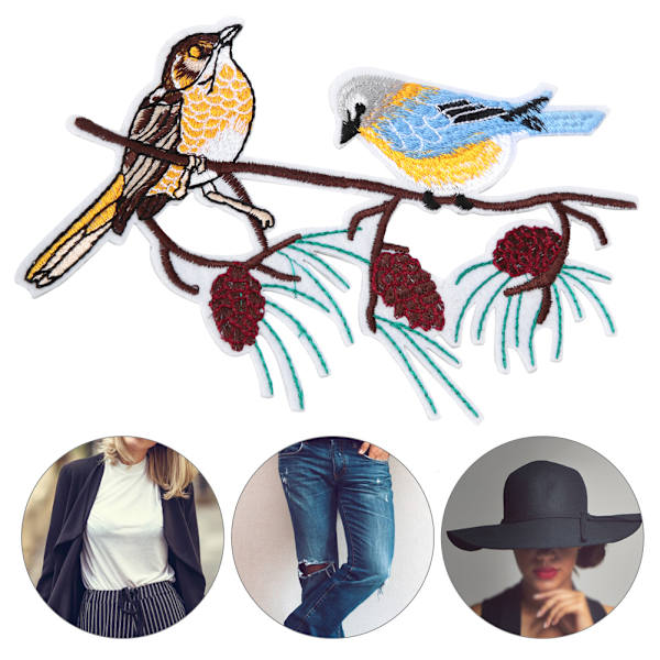 2 stk. DIY håndlavede fugleformede sy- og broderiklæde patches tøjtilbehør