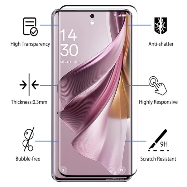 9D Böjt Härdat Glas För Oppo Reno10 ProPlus Skärmskydd Skyddsfilm