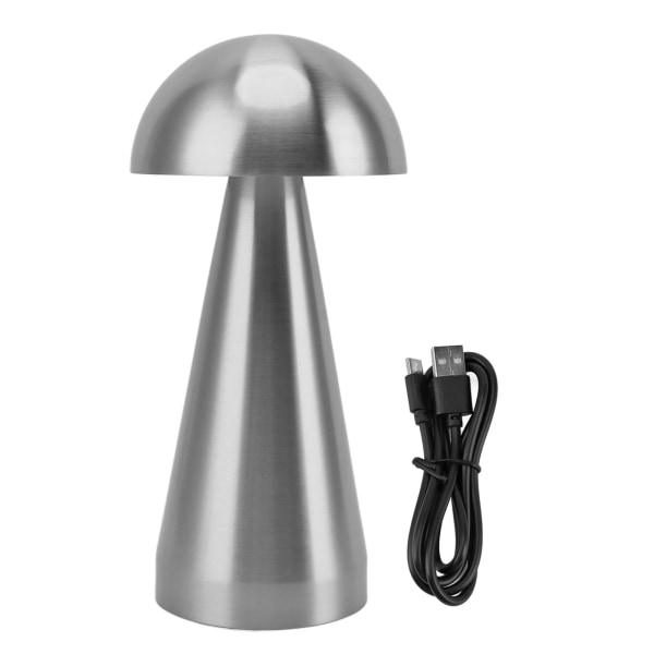 Svampformad bordslampa 3 färgtemperatur LED dimbar sladdlös USB-laddningsbar modern sängbordslampa för sovrum vardagsrum Silver