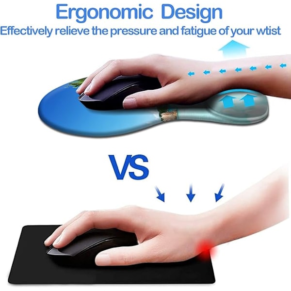 Ergonomisk musematte med håndleddsstøtte, søte musematter med sklisikker gummibase for hjemmekontor, studier, enkel skriving og smertelindring på stranden