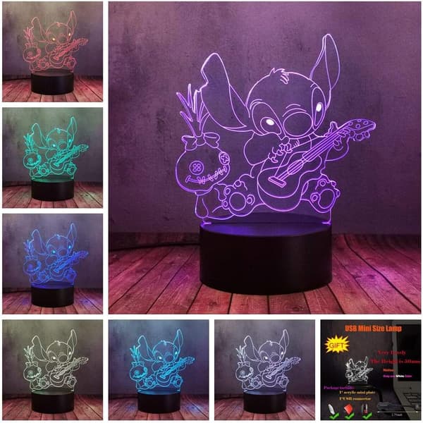 Stitch og Lilo Scrump 3D Lampe Optisk LED Natlampe, Tedd