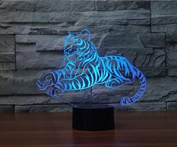 3D Tiger Dyre Natlampe Touch Bord Skrivebord Optisk Illusion