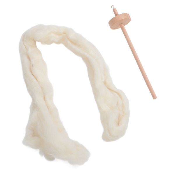 Träfallspindel Professionell DIY Garn Spinning Kit med Ulltopp för Nybörjare för Symaskiner