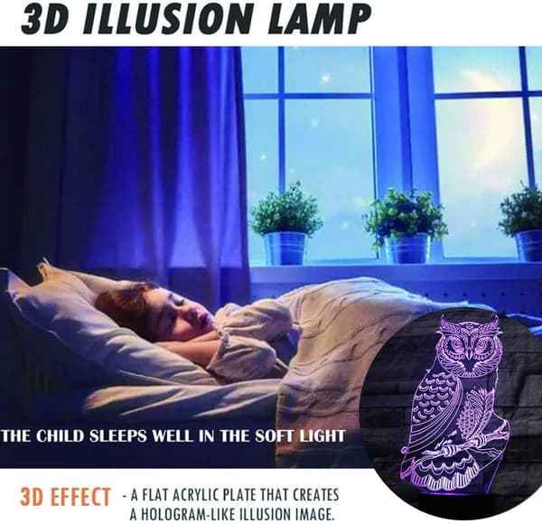Panda 3D LED-lys Illusjonslys for barn Optisk illusjon