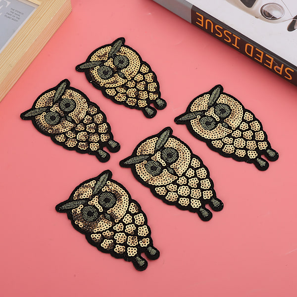 10 kpl Pöllö Kirjailtu Patch Kulta Pieni Eläin Pöllö Vaatteet Applique Merkki Vaatteille Mekko Laukku
