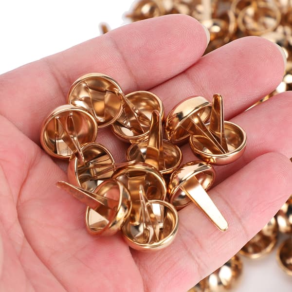 200 stk. flade fødder studs svampeformet lys guld DIY lædertasker håndværk tilbehør 15mm