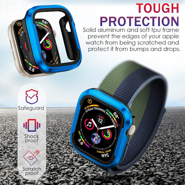 Alumiininen puskuri Metallikotelo suunniteltu Apple Watch Series 7 /8 45mm, Kestävä suojakotelo iskunkestävä TPU