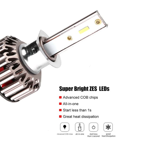 2 stk 50W 6000LM Bil LED Hovedlys IP68 Vanntett Hovedlys Tåkelyspærer H1