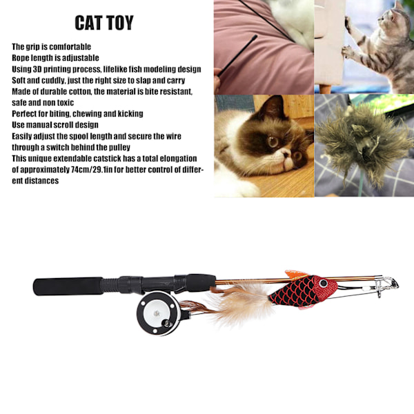 Katt Fiske Spö Leksak Bite Resistance Multifunktionell Katt Fjäder Teaser Wand Leksak för Katter
