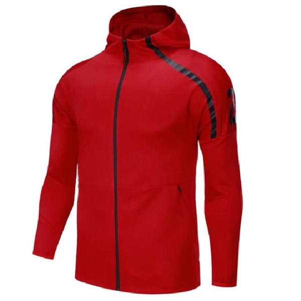 Herr Sportswear Set Fotbollströja Fotbollsträningskläder Herr Löpning Hoodie Jackor Långärmad Träningsoverall Sport Sweat Suit, Jersey röd, 4XL