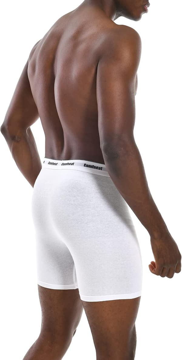 Herre 6-pakning Boxer Briefs Bløde Åndbare Undertøj S-XXL Open Fly All White Pack-6 6-Pack