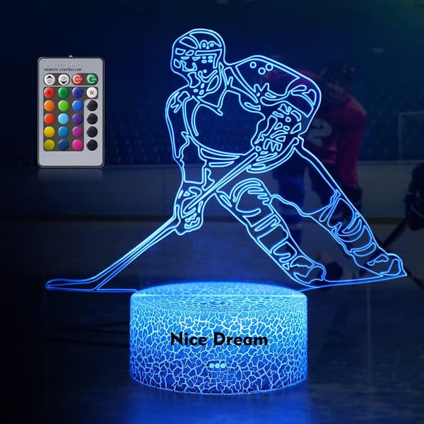Hockey Spiller 3D Lampe Natlys til Børn, 16 Farveskift