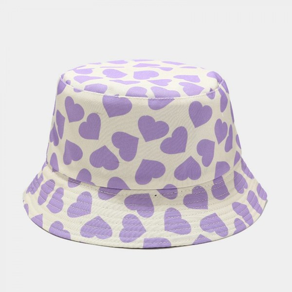 Unisex lila kärleksmönster Print Bucket-Hat Double-Side-Wea
