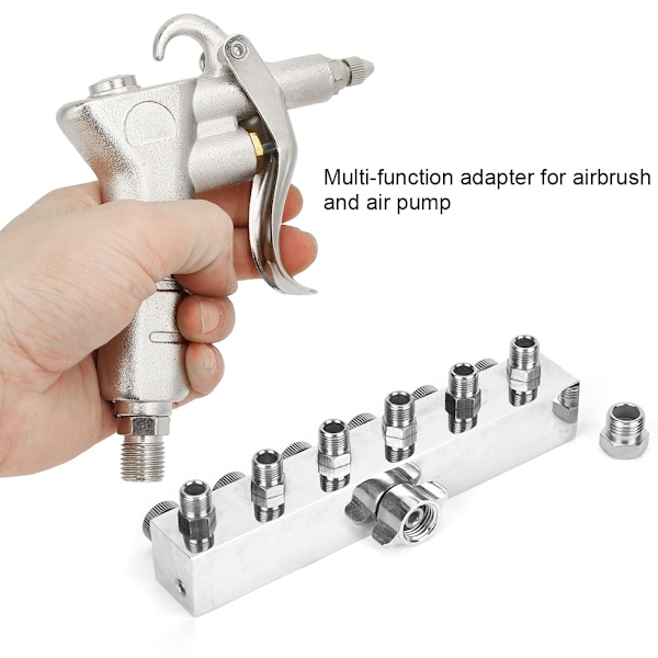 Multifunktionell justerbar aluminium luftslangdelare Airbrush adapter passande tillbehör #2
