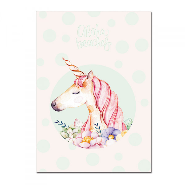 Enhörningar och Flamingos Väggkonst Canvas Tryck Affisch, Enkel Fashion Lady Stil A