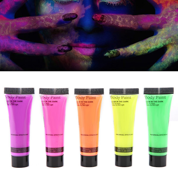10ml ansikts- och kroppsmålningsset 5 färger tuber tvättbar ritning fluorescerande pigment