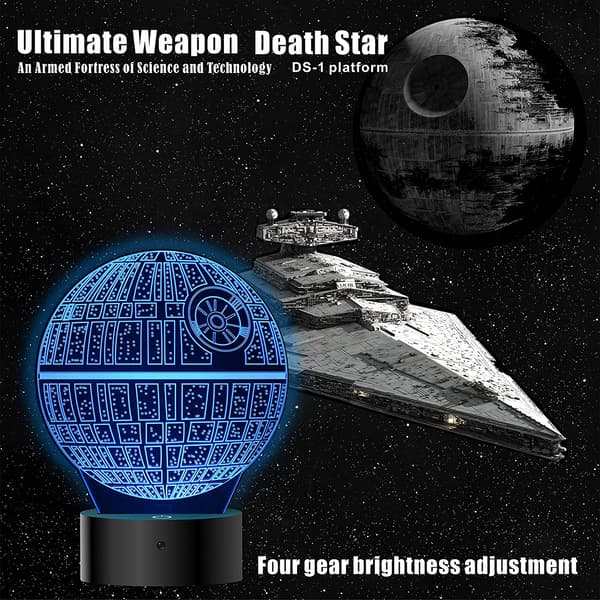 3D Illusion Star Wars Natlampe, 4 mønstre med timerfunktion