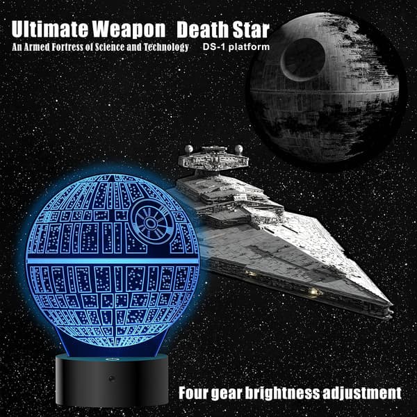3D Illusjon Star Wars Nattlys, 4 Mønstre med Tidsfunksjon