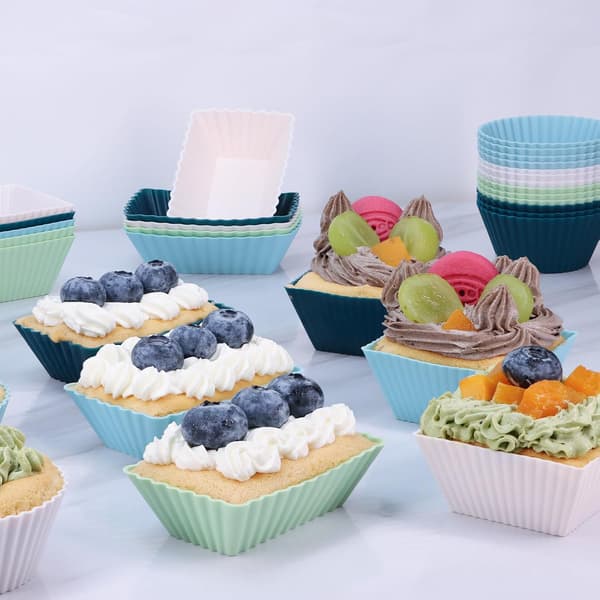 36 stk. genanvendelige flerfarvede silikonebageforme, non-stick bento-boksdelere til muffins og måltidsforberedelse