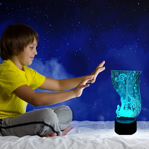 Gitarrlampa Gitarr 3D Nattljus Illusion Lampa för Barn med