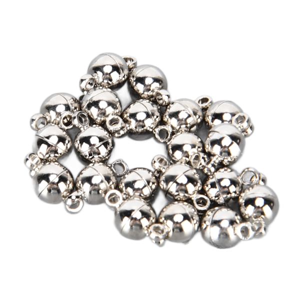 20 sett magnetiske låser runde messing fasjonable smykkelåser for DIY håndverk halskjeder armbånd øredobber making Silver